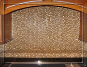 Glass and travertine tile